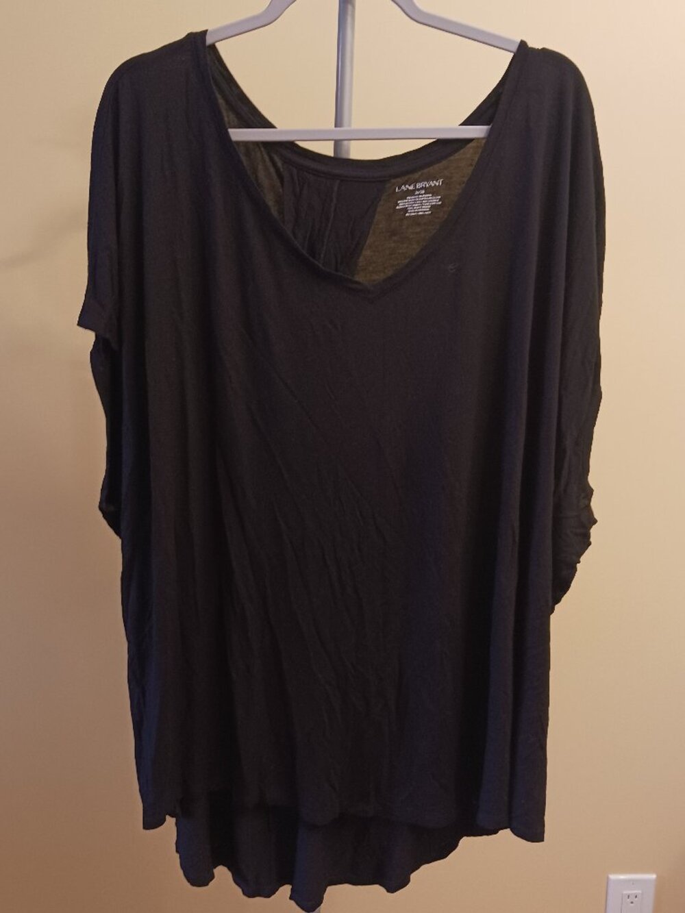 Lane Bryant Black V Neck Short Sleeve Top